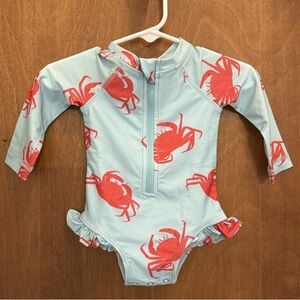 NWT Kate Quinn Zip Front Rash Guard Crab Print